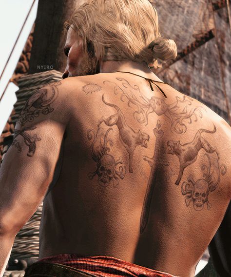 Edward Kenway Tattoos Ac Black Flag Tattoo, Assassins Creed Black Flag Tattoo, Assassin's Creed Edward Kenway, Black Flag Tattoo, Ac Black Flag, Assassins Creed Tattoo, Assasing Creed, Assassins Creed 4, Edward Kenway