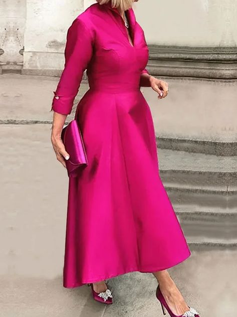 A Line Midi Dress Formal, Plus Size Cocktail Dresses Classy, Plus Size Classic Style, Cocktail Attire Wedding Guest, Sukienki Plus Size, Three Quarter Sleeve Dresses, Formal Tops, Fitted Maxi Dress, Elegant Maxi Dress