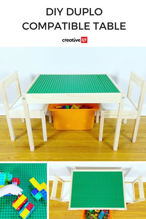 Have you got a keen little builder at home? Be their hero and make this DIY DUPLO Compatible Table using the $24.99 IKEA LATT Children's Table. No glue required!! #duplo #duplos #duplotable #lego #legos #legotable #stem #steam #toys #kids #educationaltoys Duplo Table Ikea, Diy Duplo Lego Table, Ikea Latt Lego Table, Duplo Lego Table, Duplo Table Diy, Ikea Latt Table Hack, Ikea Lego Table Hack, Lego Duplo Table, Toy Storage Hacks