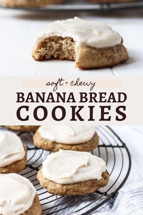 Banana Cookie Recipe, Best Banana Bread Recipe, Banana Bread Cookies, Banana Dessert Recipes, Bread Cookies, Banana Cookies, Banana Dessert, Cream Cheese Cookies, Healthy Treat