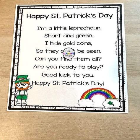 Leprechaun Activities, Poem Of The Day, Poetry Notebook, Poem For Kids, Pocket Chart Activities, Poetry Activities, Kindergarten Themes, Making Words, Word Work Activities