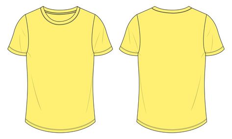 Fashion Flat Sketch, Color Template, Flat Sketches, Shirt Print Design, Yellow T Shirt, Yellow Shirts, Yellow Shorts, Cricut Projects Vinyl, Short Sleeve T Shirt