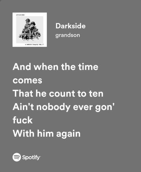 Darkside - Grandson Grandson Quotes, Spotify Lyrics, Song Play, Song Lyrics, Room Inspiration, Songs, Bedroom, Quotes, Music