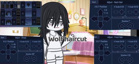 Gacha Club Y2k Hair, Wolfcut Gacha Club, Wolf Cut Drawing Reference Hair, Gacha Club Hair Ideas Adjustments, Gacha Club Hair Color Ideas, Gacha Club Adjustments Face, Gacha Club Hair Ideas With Adjustments, Hair Gacha, Gacha Poses