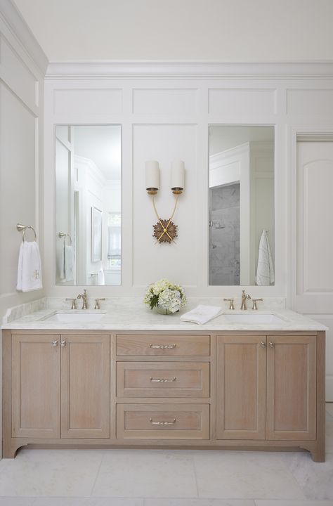 #smallspaces #powderroom #drama #dark #wallpaper #metallic #details #countertops #bathrooms #design Built In Bathroom Vanity, Bathroom Inspo Interior Design, Lauren Murphy, Master Bath And Closet, Master Bath Vanity, New House Bathroom, Full Bathroom Remodel, Custom Bathroom Vanity, Elegant Bath