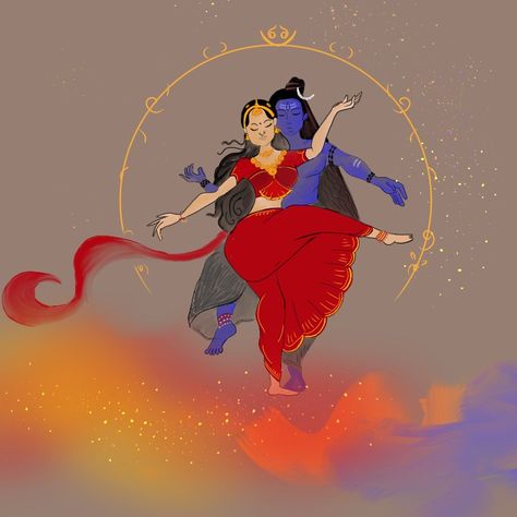 Maa Parvati Painting, Shiv Parvati Dance, Shiv Shakti Art, Shiv Shakti Painting, Shiva Sati, Shiv Bholenath, Mahadev Shiva, Shiv Parvati, Shiv Shankar