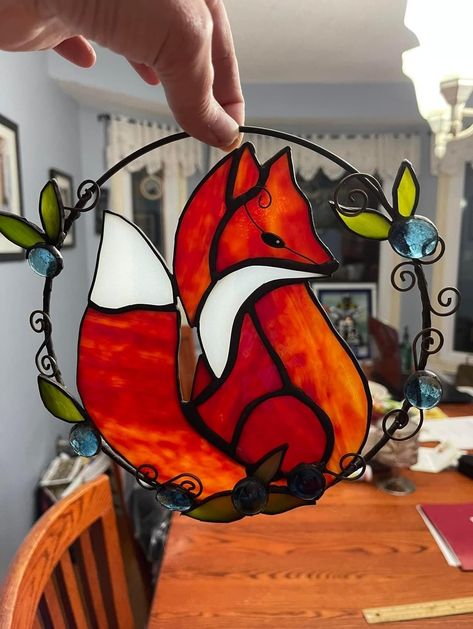 Stained Glass Fox, L'art Du Vitrail, Fox Ornaments, Stained Glass Patterns Free, Animal Home, Fox Decor, Stained Glass Diy, Stained Glass Crafts, Stained Glass Panel