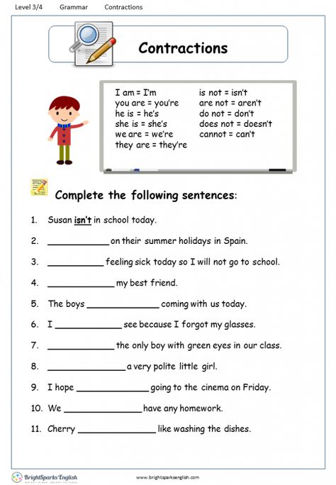 Contraction Worksheet 3rd Grade, Contractions Worksheets 2nd Grade, Grammar Worksheets 3rd Grade, Contractions Worksheet, Pronoun Words, Contractions Activities, Prefix Worksheet, Worksheets 3rd Grade, Basic English Grammar Book