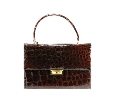 Alligator Handbags, Nail Piercing, Structured Handbags, Crocodile Handbags, Alligator Crocodile, Top Handle Handbags, Brown Top, Clutch Handbag, Vintage Accessories