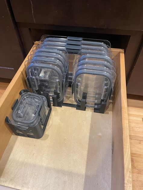 Rubbermaid Brilliance Lid Holder | Etsy Tubberware Drawer Organization, Glass Tupperware Storage, Rubbermaid Brilliance Pantry, Tubberware Organization Cabinet, Best Kitchen Organization Ideas, Glass Tupperware Organizing, Lid Organizer Kitchen, Food Container Organization, Lid Storage Ideas