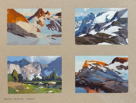 Gouache Mountains, Couler Pallets, Art Gouache, Painting Practice, Gouache Art, Fauvism, Art Folder, Expressive Art, Daily Painting