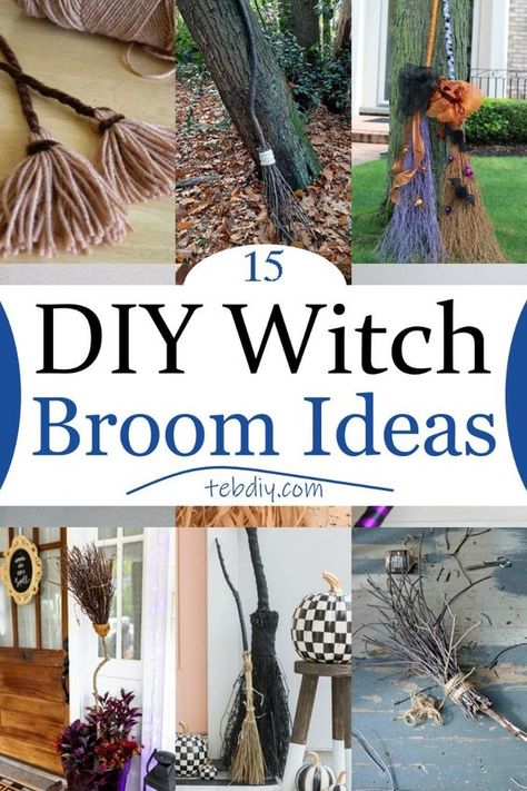 We’re here with a fun series you’ll love because it’s all about making your DIY Witch Broom. It’s Perfect for dressing up your home during Halloween or any other spooky party; these homemade witch brooms can add the right touch of scary fun to your decorations. Witch’s Broom, Broom Crafts Ideas, Witches Broom Decoration, Homemade Witches Broom, How To Make A Witches Broom, Diy Broomstick Witch Broom, Diy Witches Broom, Witch Decorations Diy, Diy Witch Broom