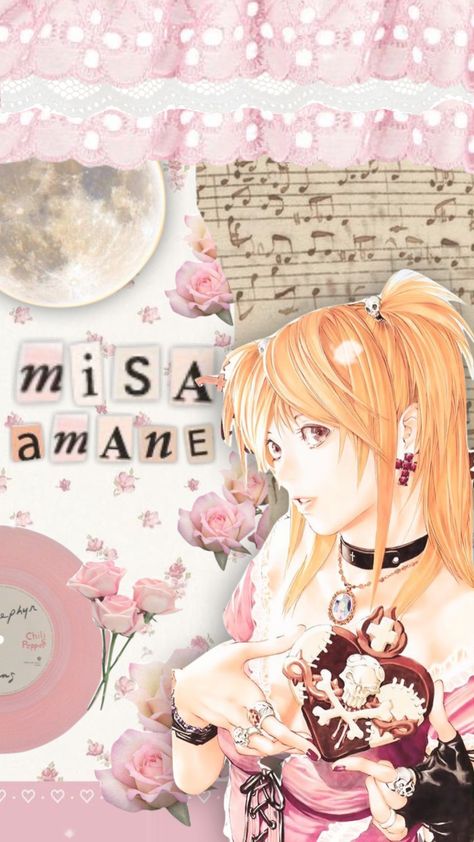 Misa Header, Misa Pink, Mi Phone, Deat Note, Pink Mobile, American Cartoons, Misa Amane, Aesthetic Background, Ios Wallpapers