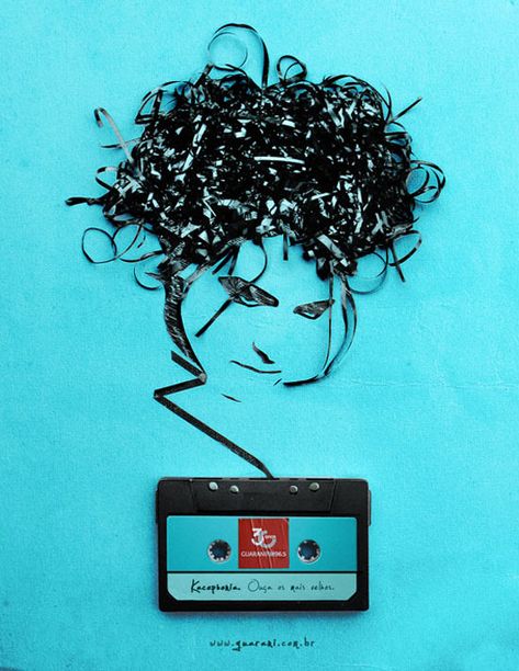 Cassette Tape Art, Funny Commercial Ads, Party Image, Funny Commercials, Arte Punk, Magnetic Tape, Art Appliqué, Street Marketing, Tape Art