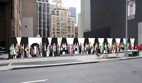 Construction Signage, Moma Nyc, Colouring Wall, Construction Fence, Hoarding Design, Fence Screening, Signage System, Environmental Graphic Design, Sports Graphic Design