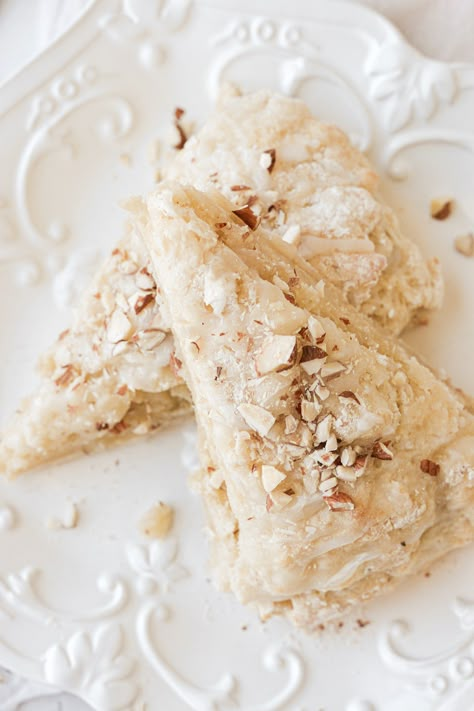 Almond Cream Scones, Almond Scones With Almond Paste, What Can I Make With Almond Paste, Recipes With Almond Paste, Cream Cheese Scones Recipe, Almond Paste Desserts, Almond Icing Recipe, Almond Recipes Baking, Snickerdoodle Scones