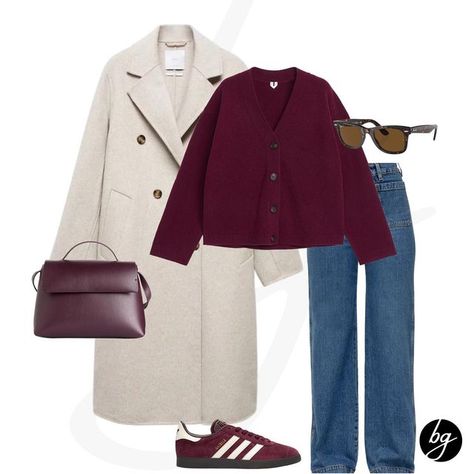 Outfits by Barbara Giuffre on Instagram: "A touch of Burgundy for this Winter. What’s your favourite? Look 1 or 2? Tap on the shopping icon to 🛍️ Clicca sul simbolo dello shopping per 🛍️ Save, Like & Share ❤️ #styleideas#streetstyle#streetwear#barbaragiuffrestore#burgundylook#burgundystyle#burgundyoutfit#burgundystyle" Winter Outfit Color Combinations, Winter Outfits Burgundy, November Looks, Burgundy Jumper Outfit Women, Maroon Winter Outfits, Burgundy Winter Outfits, Burgundy And Grey Outfits, Burgundy Fall Outfits 2024, Oversized Burgundy Outerwear For Winter