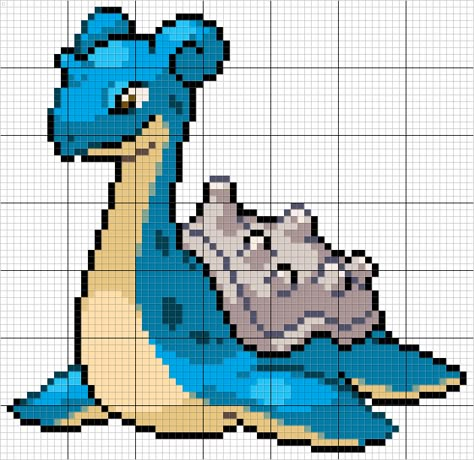 Lapras Perler Bead Pokemon Patterns, Marvel Pokemon, Geeky Cross Stitch Patterns, Pokemon Cross Stitch Patterns, Pixel Pokemon, Pokemon Pixel Art, Pokemon Cross Stitch, Pokemon Bead, Pokemon Perler