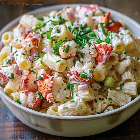 Lobster Roll Pasta Salad, Lobster Pasta Salad, Broccoli Grilled, Thai Satay, Crab Pasta Salad, Hearty Salad Recipes, Grilled Romaine Salad, Charred Broccoli, Chicken Breast Slow Cooker