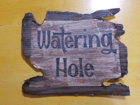 Watering Hole sign Watering Hole Sign, Pig Roast, Watering Hole, Safari Jungle, Jungle Party, Diy Signs, 3rd Birthday, Novelty Sign, Signs