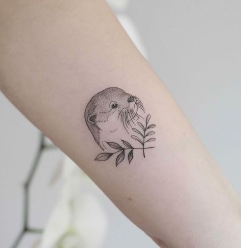 Otters Tattoo, Cute Otter Tattoo, Small Otter Tattoo, Otter Tattoo Ideas, Otter Tattoos, Otter Tattoo, Botanical Tattoo, Small Tattoo Designs, S Tattoo