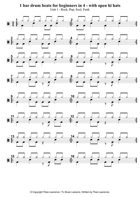 Drum Notation, Drum Grooves, Drum Fills, Sheet Music For Beginners, Drum Rudiments, Drum Practice, Music For Beginners, Learn Drums, Drum Notes