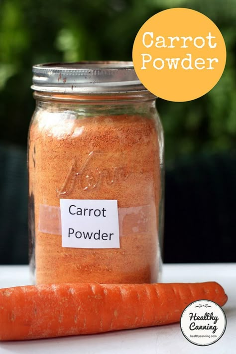 Healthy Canning, Carrot Powder, Dehydrating Food Storage, Dehydrated Fruits, Food Dehydration, Homemade Dry Mixes, Dehydrating Food, Dehydrated Vegetables, Canning Food Preservation