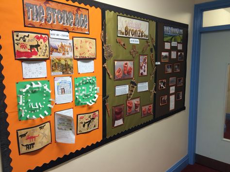 Stone Age, Bronze Age and Iron Age (celts) display through the ages. Stone Age Ks2, Stone Age Display, Stone Age Boy, Stone Age Activities, Bronze Age Tools, Bronze Age Collapse, Ancient Artifacts Prehistoric, Bronze Age Civilization, Stone Age Art