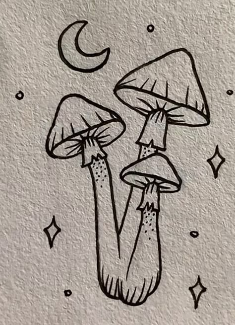 Jamur Art, Mushroom Art Drawing Sketch, Mystical Drawings, Mushroom Drawing, Easy Doodle, Easy Doodles, Art Tools Drawing, Easy Doodle Art, Doodle Ideas