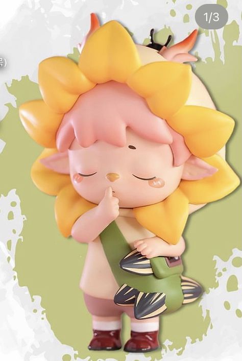 3d Flowers Illustration, Sunflower Character, Lotus Flower Character Design, Flower Creature Concept Art, Dimoo Figures, Toy Sculpture Character Design, Art Toys Design, Boy Character, Dream Artwork