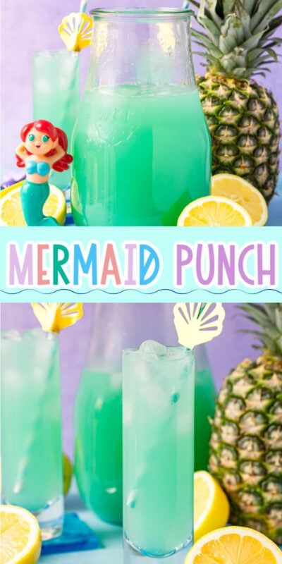 Mermaid Birthday Drink, Mermaid Non Alcoholic Drinks, Teal Punch Recipe Non Alcoholic, 1st Birthday Party Punch, Birthday Party Punch Recipes Non Alcoholic, Cute Summer Drinks For Kids, Mermaid Drinks Alcohol, Under The Sea Party Drinks, Pool Party Drinks Non Alcoholic