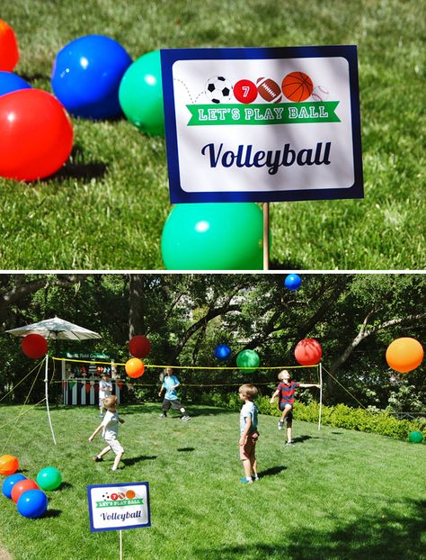 "Let's Play Ball" Sports Party {Boys Birthday} // Hostess with the Mostess® Volleyball Birthday Party, 21st Birthday Party Games, Sports Party Games, Volleyball Party, Table Birthday, Dessert Table Birthday, Sports Theme Birthday, Sports Birthday Party, Sports Birthday