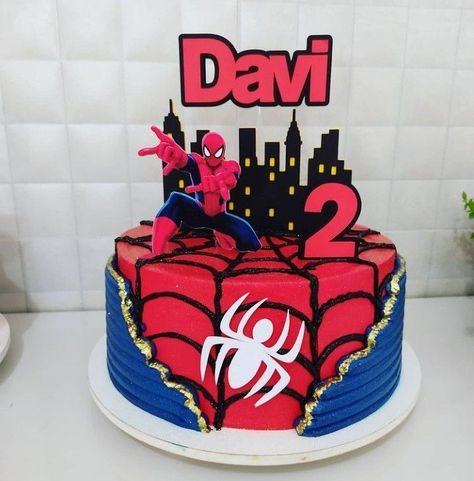 Pin em Hadleigh 4th bday Birthday Cake For Son, Marvel Birthday Cake, Cake Spiderman, Kue Fondant, Spiderman Decorations, Spiderman Cake Topper, Melon Cake, Boys First Birthday Cake, Spiderman Birthday Cake