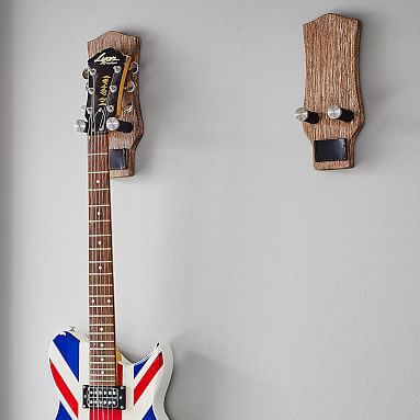 Guitar Wall Mount, Babysitting Activities, Pottery Barn Kids Backpack, Guitar Wall Hanger, Shelf Hooks, Guitar Stands, Storage Decor, Guitar Hanger, Guitar Wall