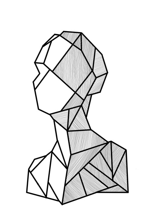 Geometrical Art Drawing, Geometric Shapes Art Drawings, Abstract Geometric Art Pattern Design, Geometric Tattoo Design Pattern, Geometric Line Design, Human Face Drawing, Geometric Patterns Drawing, Face Doodles, Brain Drawing