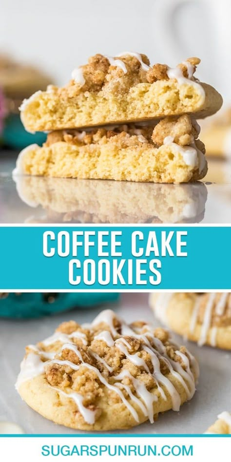 Easy Glaze Recipe, Coffee Cake Cookies, Crumble Cookie Recipe, Cookie Base, Cinnamon Streusel, Cookie Recipes Unique, Make Coffee, Gourmet Cookies, Fun Recipes