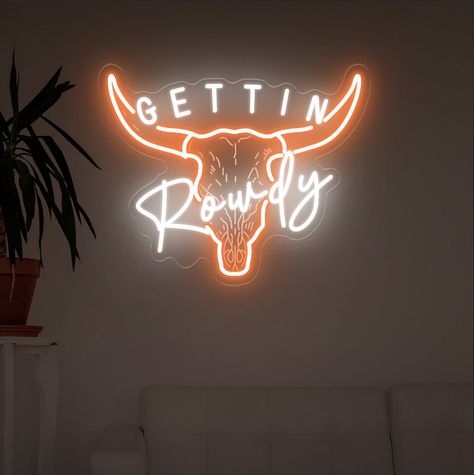 Celebrate with our "Getting Hitched/ Rowdy" LED neon sign! This neon sign adds a touch of rustic charm to your bachelorette party or wedding celebration, creating a cheerful and lively atmosphere that's sure to catch your guests' attention. Whether you're hosting a country-themed bridal shower, a rustic bachelorette party, or a western-themed wedding reception, this neon light will add the perfect finishing touch to your decor. 🙌Package Includes: ✦Neon sign x 1 ✦110-240 Volt Adapter x 1 ✦Mounti Cowgirl Neon Sign, Bachelorette Country Theme, Western Esthetics, Western Neon Signs, Country Party Theme, Western Engagement Party, Rustic Bachelorette Party, Honky Tonk Party, Neon Bachelorette Party