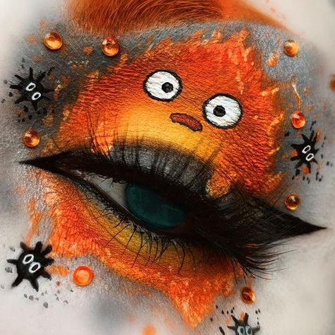 Calcifer Makeup, Cool Makeup Looks Creative Easy, Autumn Makeup Art, Trippy Makeup, Ball Makeup, Eye Makeup Images, Creepy Halloween Makeup, Anime Makeup, Pride Makeup