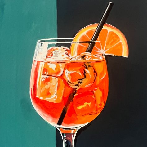 Gouache Tips And Tricks, Drinks Painting, Gouache Tips, Cocktail Painting, Wine Glass Drawing, Drink Painting, Paintings Aesthetic, Oil Painting Inspiration, Foodie Art