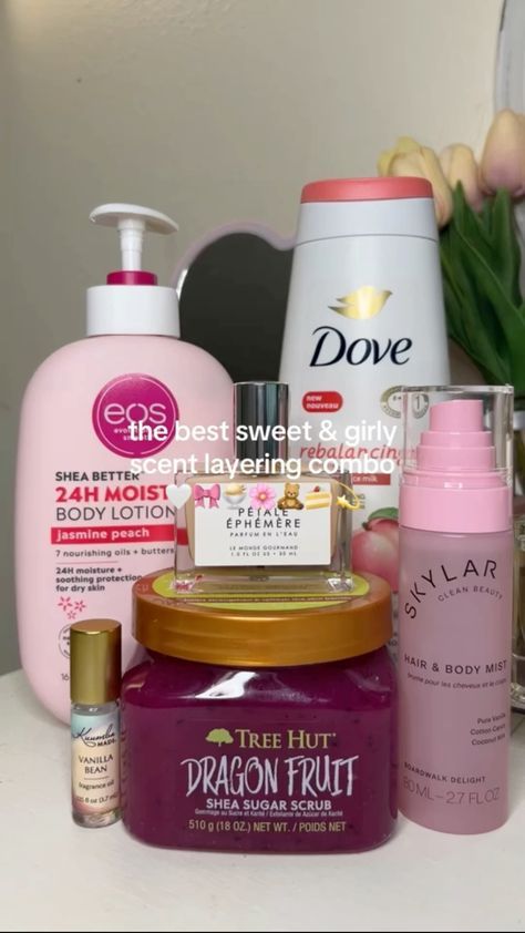 Sweet Scent Combos, Vanilla Sents, Tiktok Hygiene, Best Scent Combos, Scent Combos, Pampering Routine, Body Hygiene, Hygiene Care, Shower Skin Care