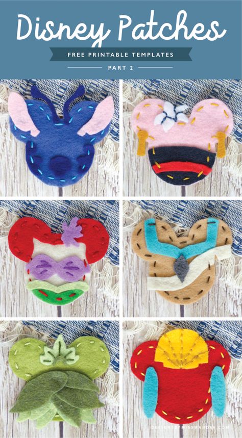 FREE DIY Disney Patches – Part 2 - Designs By Miss Mandee. This is such a cute craft to do to get ready for a Disney trip! Really affordable too. Download the printable templates and create your own Disney patches! Create Stitch, Mulan, Ariel, Pocahontas, Tiana, and Kuzco. #Disney #DisneyDIY #DisneyCraft #DisneyVacation #liloandstitch #Mulan #Ariel #TheLittleMermaid #Pocahontas #Tiana #PrincessandtheFrog #Kuzco #TheEmperorsNewGroove #DesignsByMissMandee Disney Diy Crafts, Disney Christmas Decorations, Disney Cute, Disney Mouse Ears, Baby Mobil, Cute Craft, Crafts For Teens To Make, Disney Patches, Diy Disney