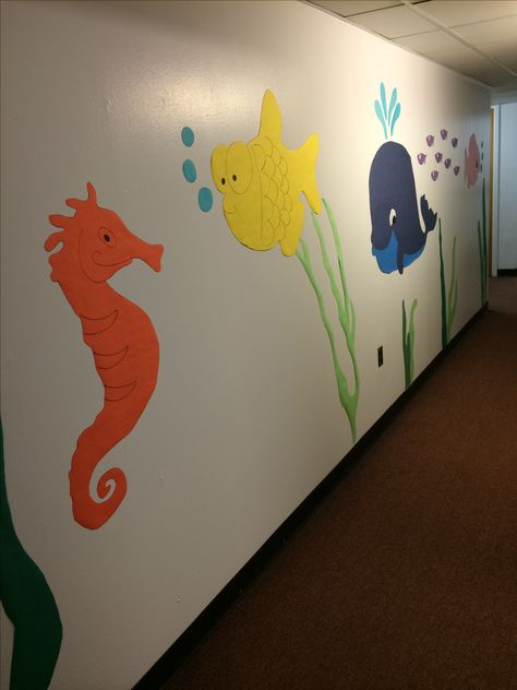 Under the sea theme Under The Sea Ra Theme, Deep Sea Discovery Vbs, Submerged Vbs, Ocean Vbs, Ocean Commotion, Ocean Theme Classroom, Underwater Theme, Vbs Themes, Simple Home Decor