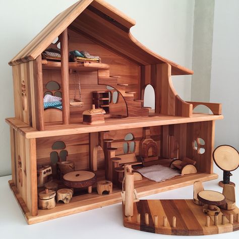 Montessori Toddler Rooms, Toy Trees, Dollhouse Christmas, Doll House Plans, Toddler Rooms, Kids Wooden Toys, Waldorf Toys, Wooden Dollhouse, Alder Wood