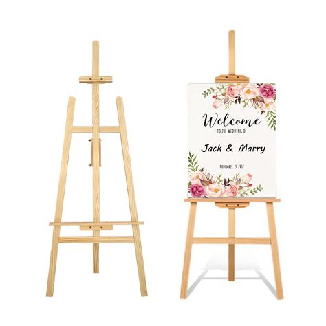 Artist Easel Stand Display Easels Studio Easel Wooden A-Frame Canvas Easel Art Stand, Adjustable Canvas Height, Easel Stand for Wedding Sign, Exhibition Stand, Painting Holder 59 Inch, Natural Pine : Amazon.co.uk: Home & Kitchen Canvas Stand, Wedding Easel, Canvas Easel, Portable Easel, Studio Easel, Kids Easel, Storefront Signs, Artist Easel, Wedding Display