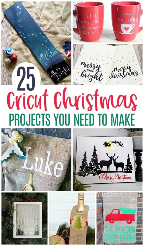 25 Cricut Christmas Projects You Need to Make Christmas Cricut Projects, Cricut Christmas Projects, Projects To Sell, Cricut Christmas Ideas, Christmas Cricut, Christmas Crafts To Sell, Cricut Christmas, Homemade Christmas Cards, Porch Entry