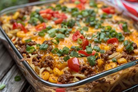 Cattle Drive Casserole Recipe - Masters of Kitchen - Recipes Cattle Drive Casserole, Glazed Sweet Potatoes, Cube Steak Recipes, Cattle Drive, Ground Beef Casserole, Comfort Dishes, Easy Casserole Recipes, Beef Casserole, Recipe Ingredients