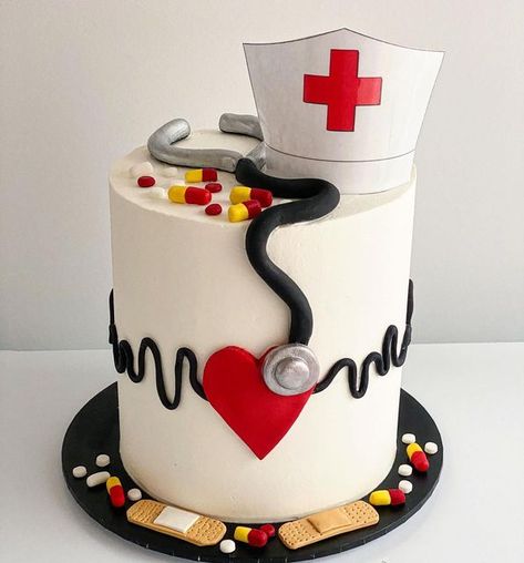 Nurse Cakes, Nurse Birthday Cake, Nurse Cake Ideas, Nurse Cake, Nurse Birthday Cake Ideas, Doctor Theme Cake, Nursing Cake Ideas, Nurse Theme Cake, Nurse Cake Ideas Simple