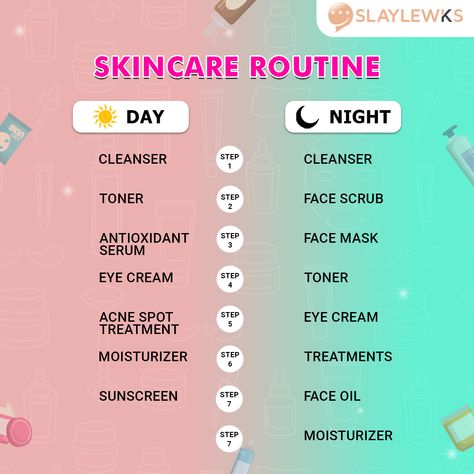 Daytime skincare helps protect your skin from environmental stressors, while nighttime skincare focuses on repair and rejuvenation. NOTE: Consult your dermatologist before you try any new product on your skin in order to prevent breakouts. Day Vs Night, Night Skincare Routine, Night Skincare, Nighttime Skincare, Night Skin Care Routine, Acne Spots, Skin Cleanser Products, Night Routine, Face Scrub