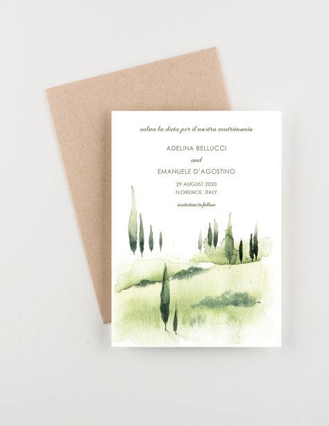 Tuscany Watercolor Save the Date Wedding Invitation - Etsy Tuscany Wedding Invitations, Tuscany Watercolor, Watercolor Save The Date, Katy Tx, Etsy Wedding Invitations, Tuscany Wedding, Wedding Business, Save The Dates, Wedding Invitation Design