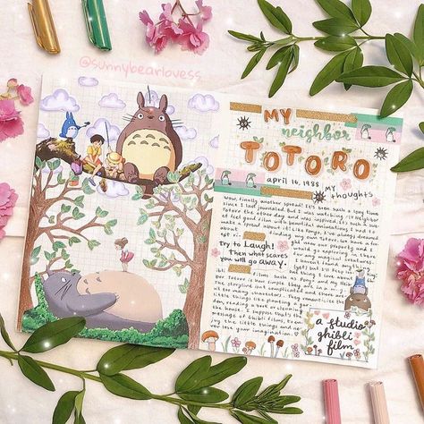 My Neighbor Totoro Journal, Ide Journal, Cartoon Journal, Kawaii Journaling, Scrap Journal, Ghibli Studio, You Miss Me, Anime Journal, Bullet Journal Mood Tracker Ideas